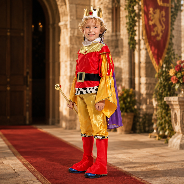 Kids King Costume with Crown and Cape Halloween Costume Set