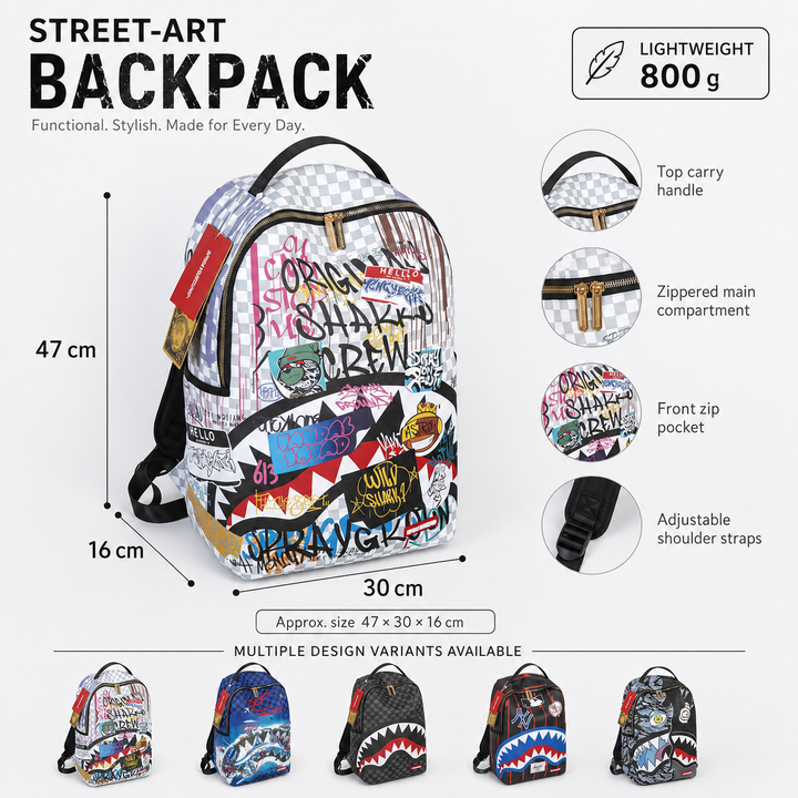 Shark Mouth School Backpack Large Capacity Glow in the Dark Bag for Teens
