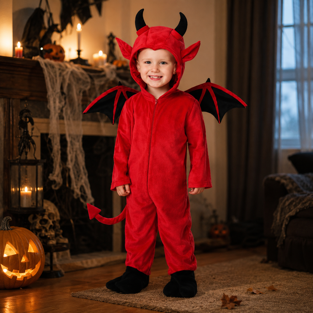 Kids Devil Bat Wings Halloween Costume Boys Girls Trick or Treat Cosplay Performance Outfit