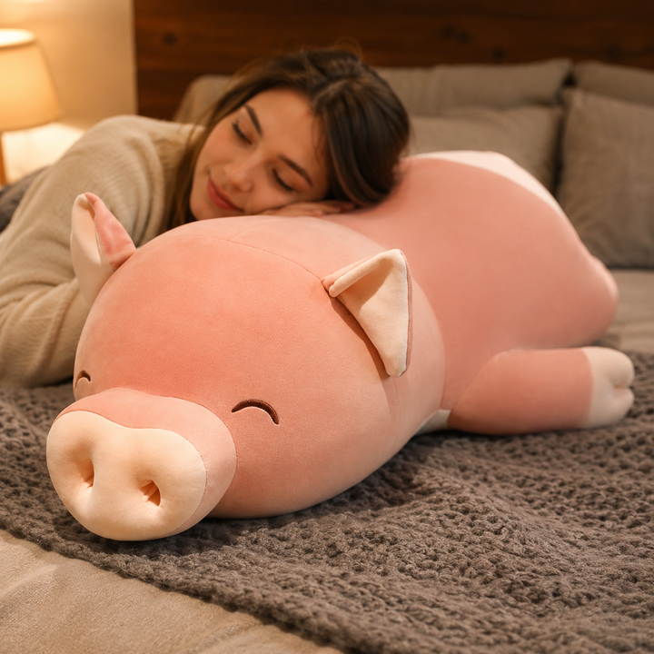Big Squishy Pig Plush Toy Soft Piggy Pillow Comforting Kids Gift