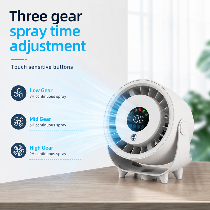 Portable Misting Fan Digital Display Quiet Cooling Humidifier Wall Hangable