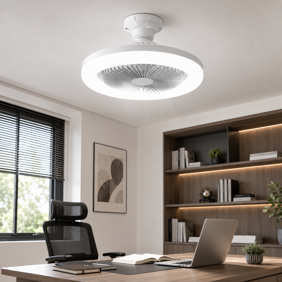 E27 Screw Fan Light Pendant Bedroom Dual Function 3-Color Remote