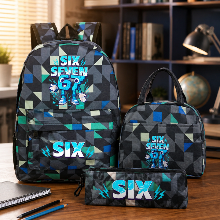 Six Seven 67 Teen 3-Piece School Backpack Set with Lunch Bag &amp; Pencil Case