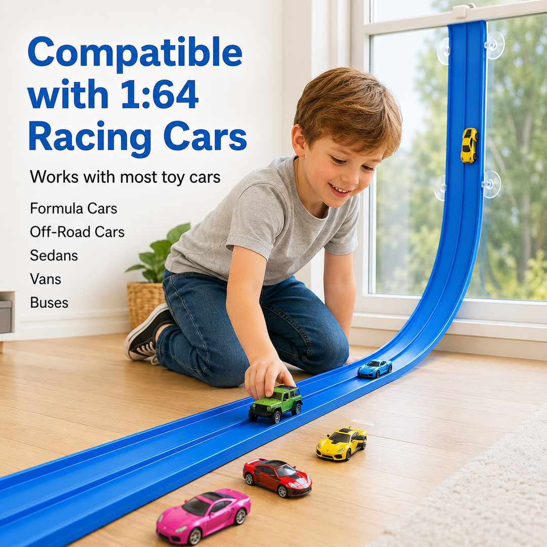 Race Track Toy Set with Twistable Tracks for Creative Racing Play