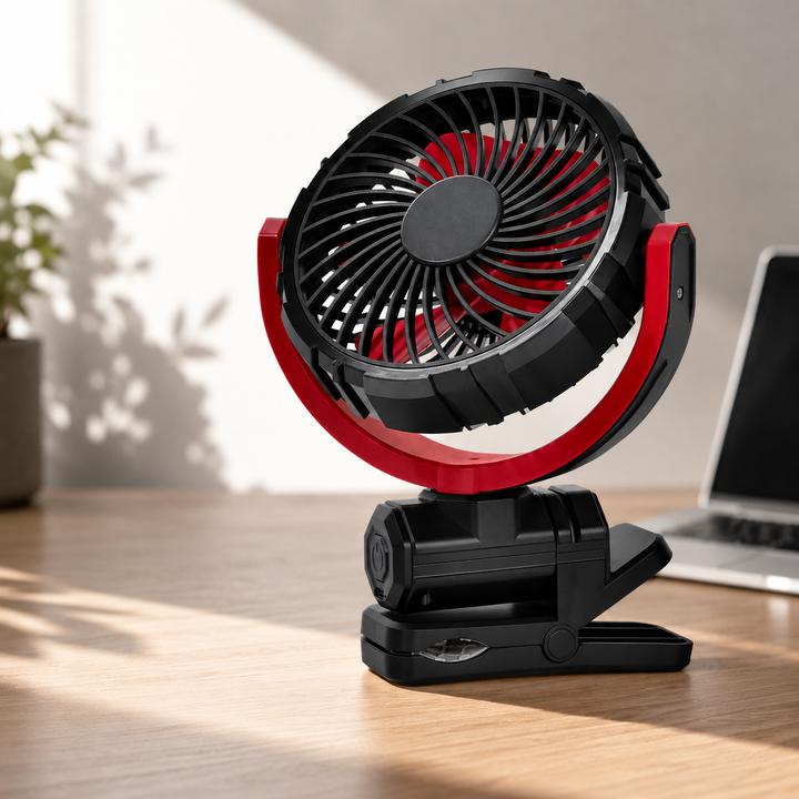Car Fan Clamp-On Rechargeable 2000mAh Brushless 360 Rotating Portable Cooling