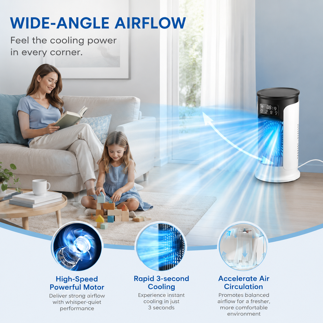 Portable Air Conditioning Tower Fan 6 Speed USB Mini Air Cooler Humidifier