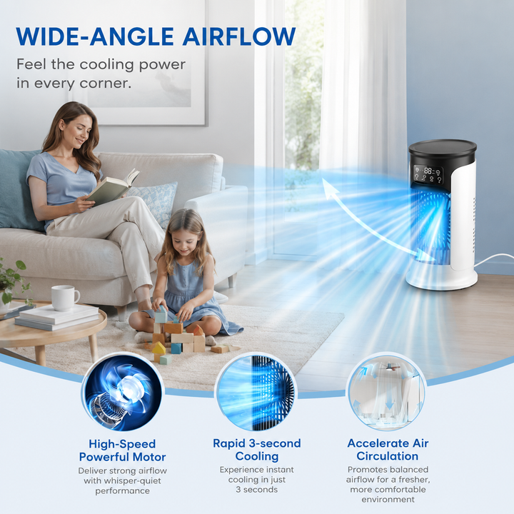 Portable Air Conditioning Tower Fan 6 Speed USB Mini Air Cooler Humidifier
