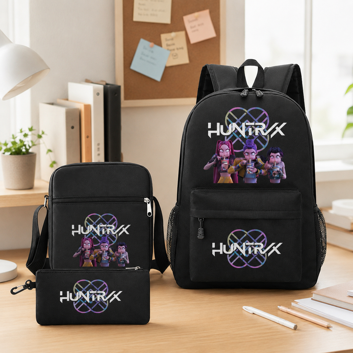 KPop Demon Hunters 3-Piece School Backpack Set with Crossbody Bag and Pencil Case