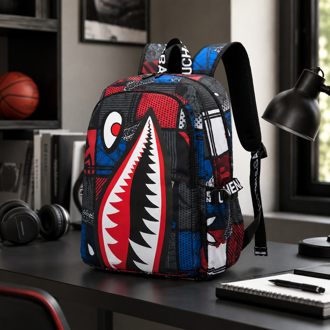 Shark Mouth Backpack for Boys Large Capacity Lightweight Primary School Bag