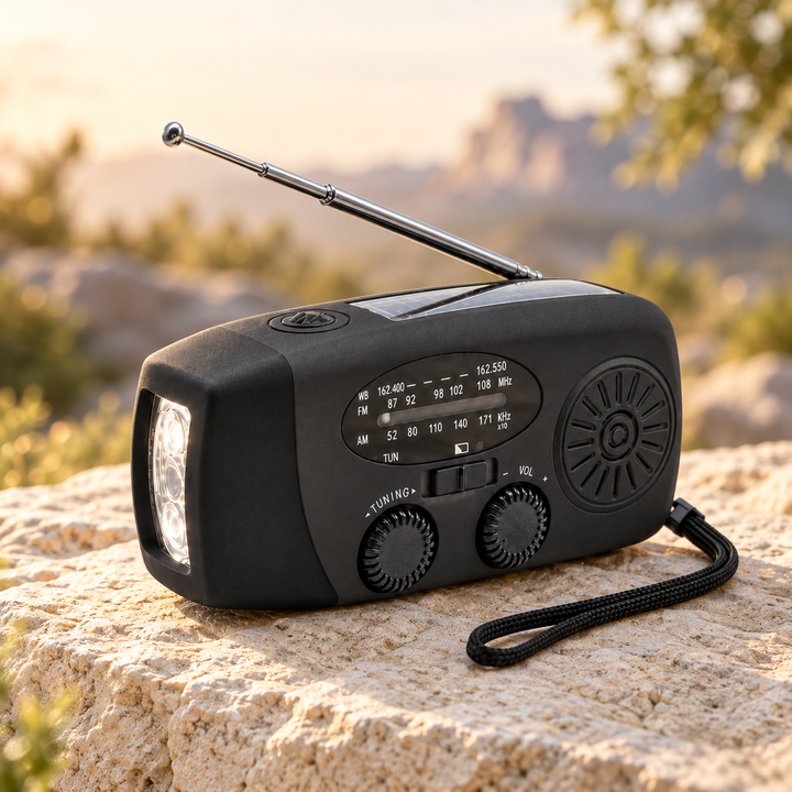 Wind Up Radio NOAA AM FM Solar Phone Charger Flashlight Wrist Strap