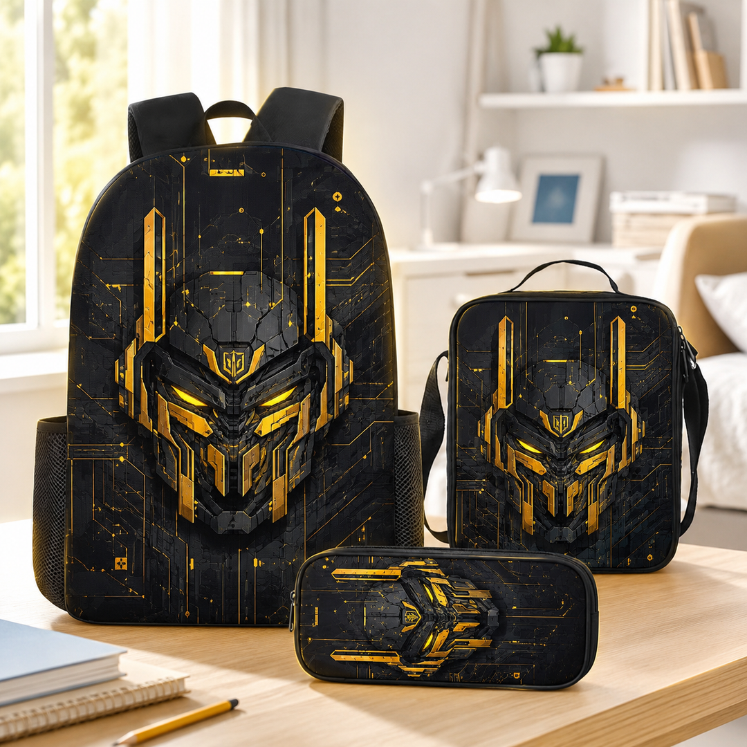 Boys Cyberpunk Robot School Backpack Set for Students