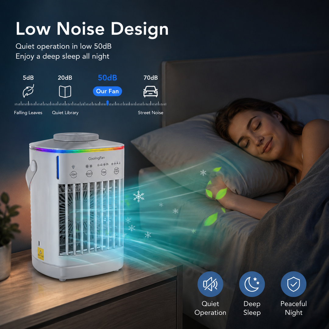 Mini Portable Air Conditioner Fan 4-in-1 USB Air Cooler Humidifier 8H Timer