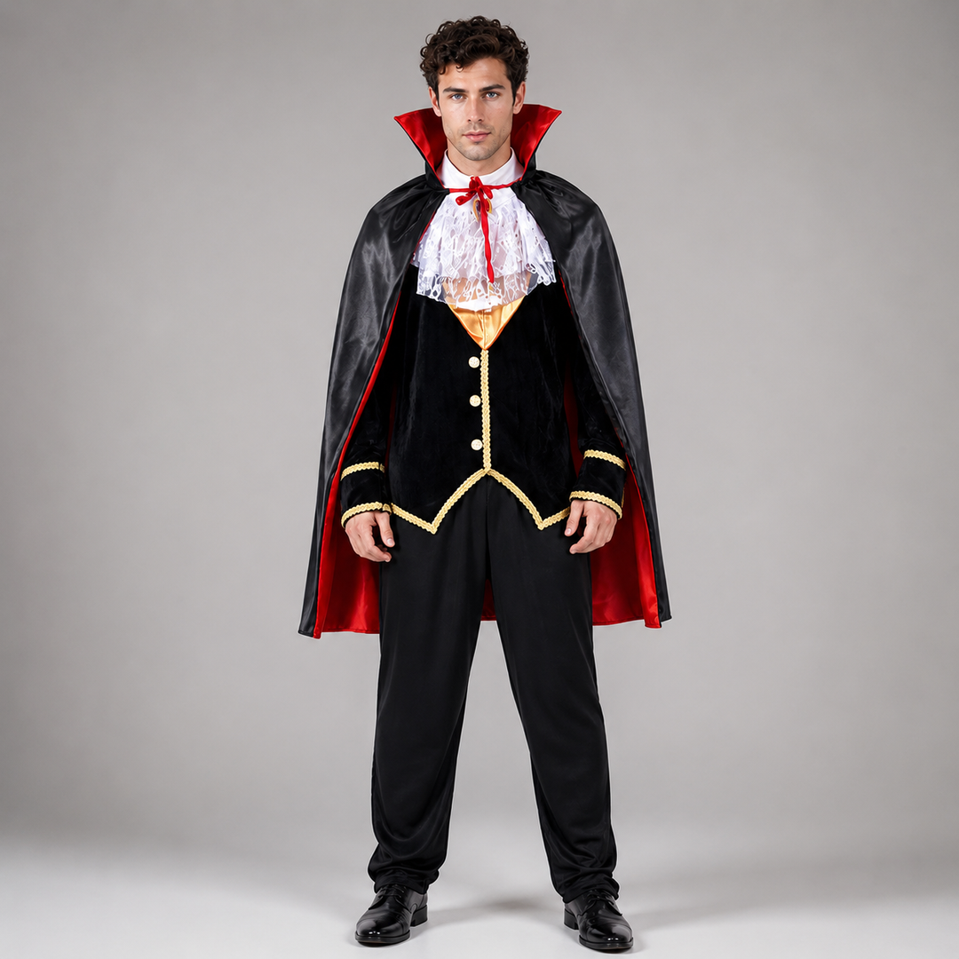 Vampire Cape Costume with Vest and Collar for Men