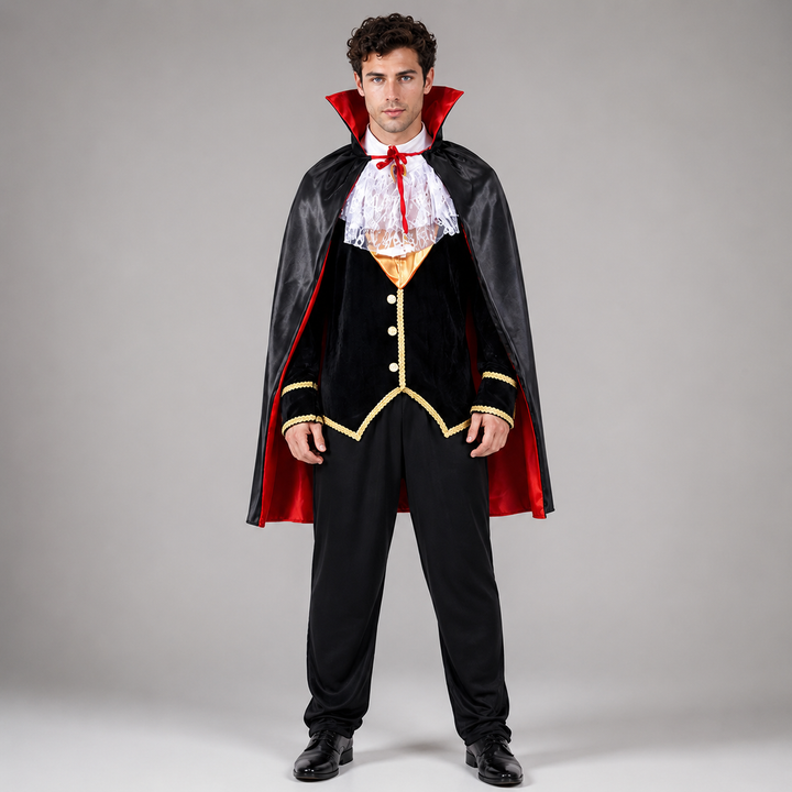 Vampire Cape Costume with Vest and Collar for Men