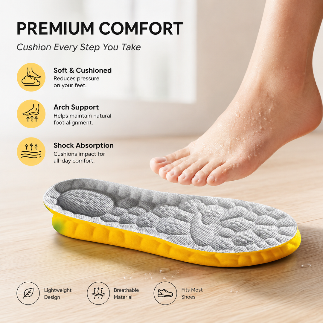 Memory Foam Orthotic Insoles Shock Absorption Arch Support Pain Relief Men Women