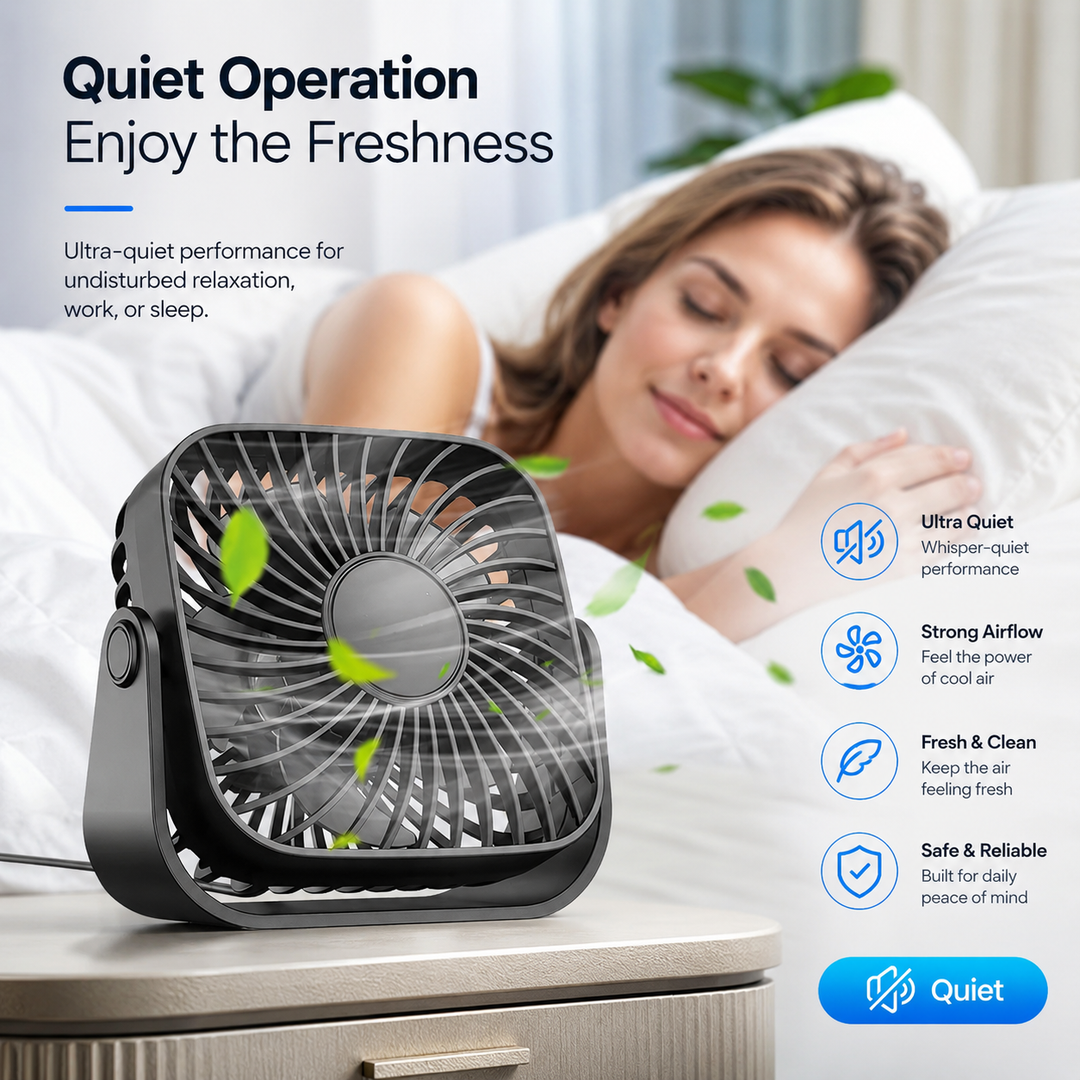 4 Inch USB Mini Portable Fan 3 Speed Quiet Personal Desk Fan 360 Adjustable