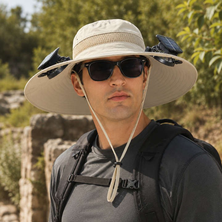 Solar Charging Fan Cap Outdoor Camping Fishing Hiking Fisherman Hat