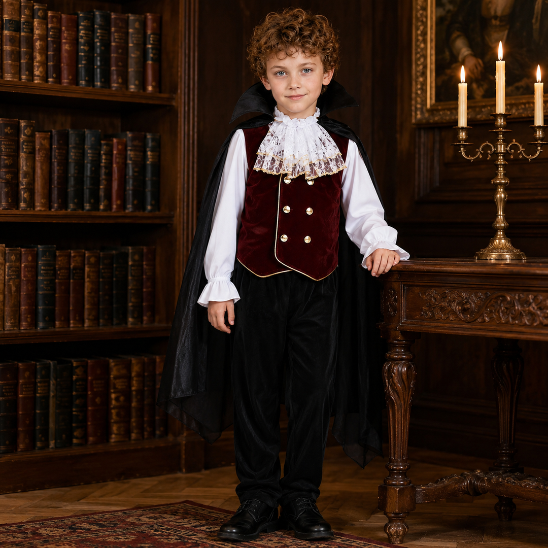 Vampire Costume for Boys with Cape and Vest Halloween Costume
