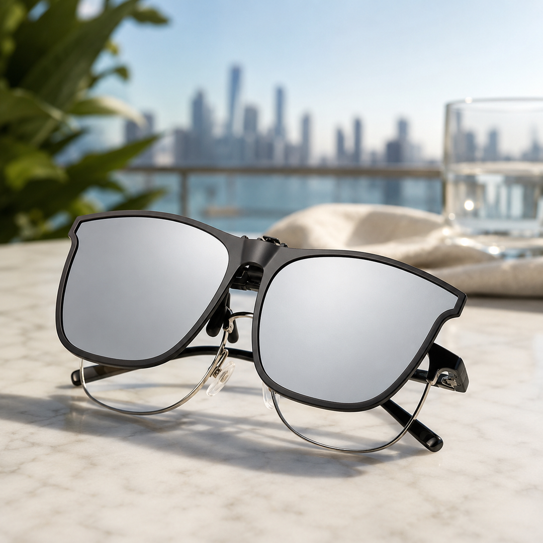 UV400 Polarized Clip-On Flip-Up Sunglasses for Prescription Glasses