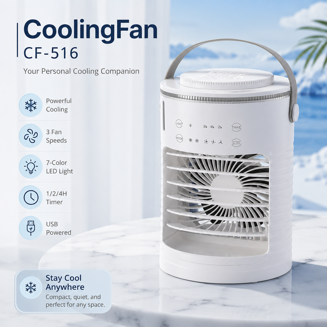 Mini Portable Air Conditioner Desktop Spray Cooling Fan USB Timer RGB