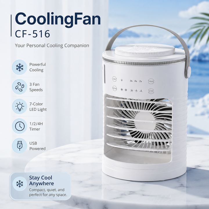 Mini Portable Air Conditioner Desktop Spray Cooling Fan USB Timer RGB