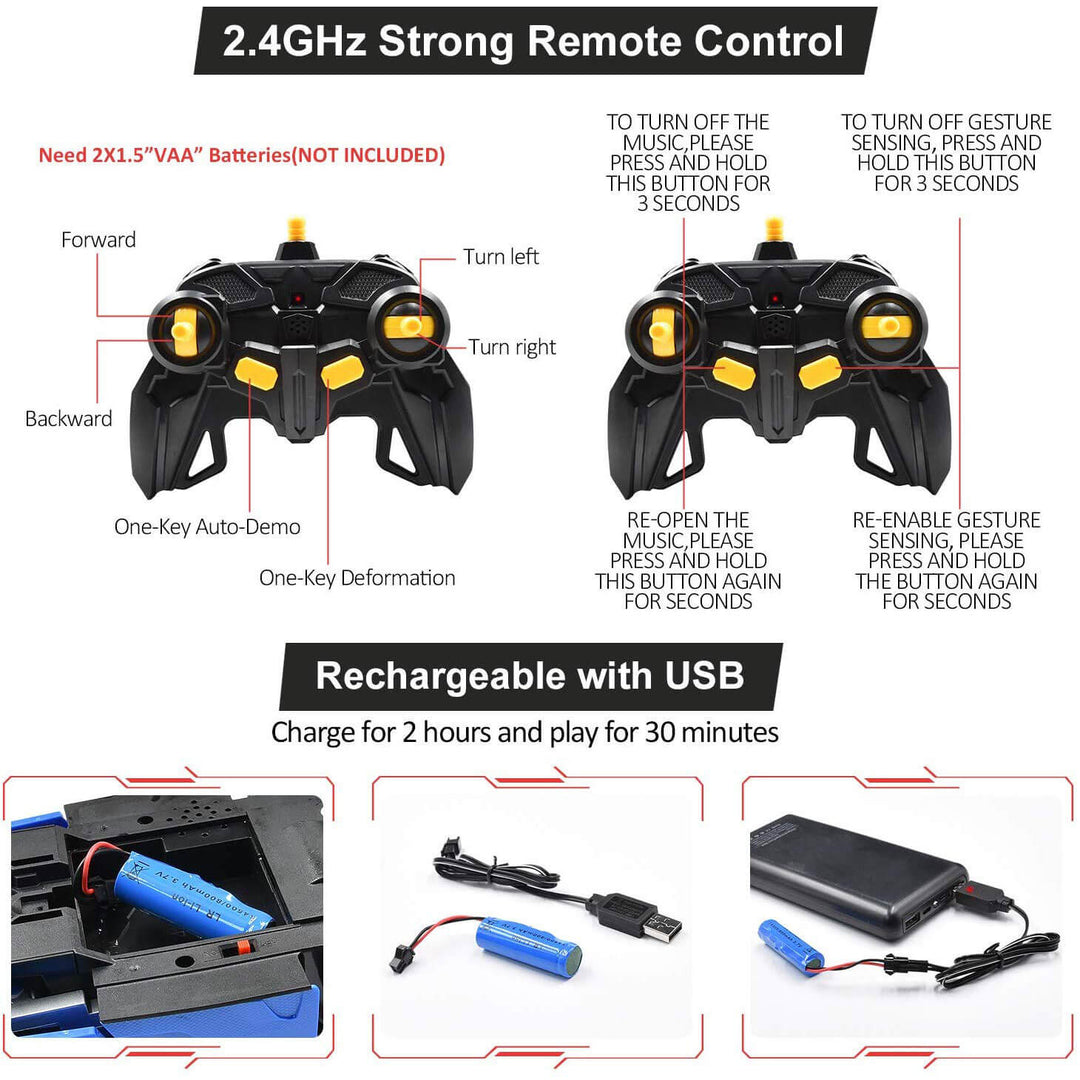 Remote Control Transforming Robot Car Toy Vehicle