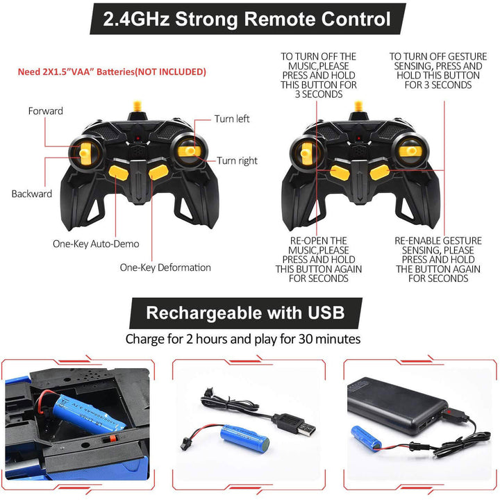 Remote Control Transforming Robot Car Toy Vehicle