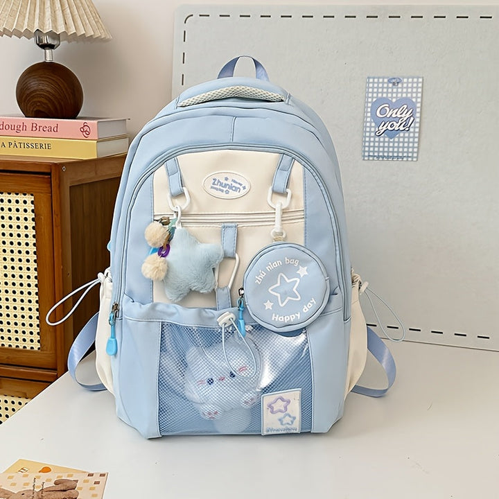 Girls Backpack with Bunny Charms and Adjustable Straps