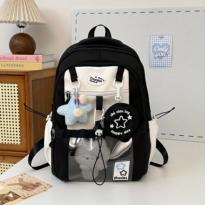 Girls Backpack with Bunny Charms and Adjustable Straps