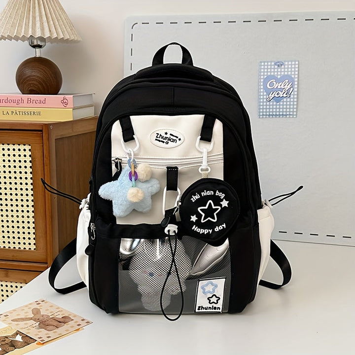 Girls Backpack with Bunny Charms and Adjustable Straps