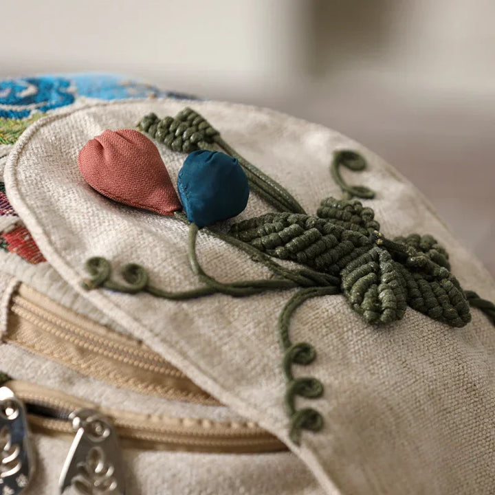 Woven Cotton Backpack Shoulder Bag Daypack Unisex