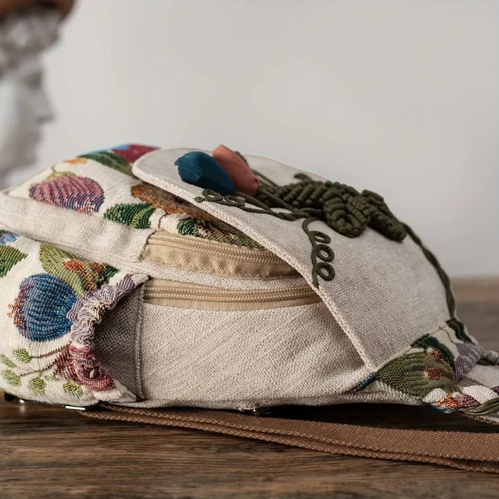 Woven Cotton Backpack Shoulder Bag Daypack Unisex
