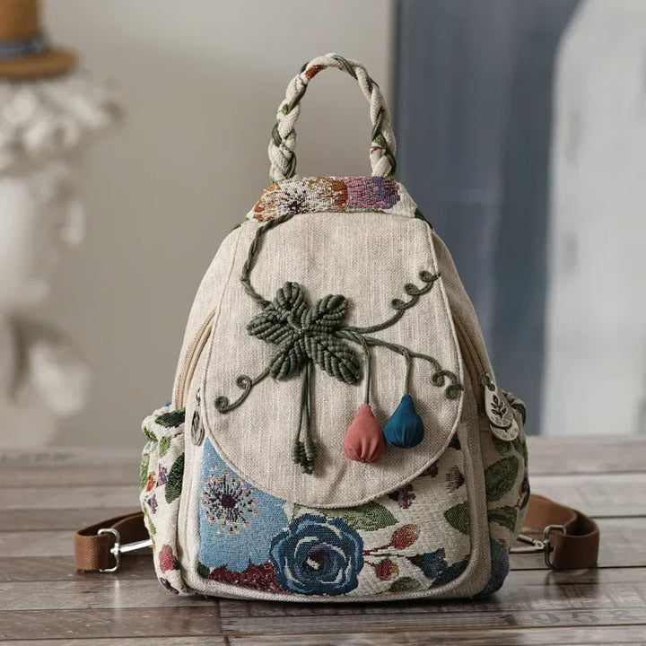 Woven Cotton Backpack Shoulder Bag Daypack Unisex