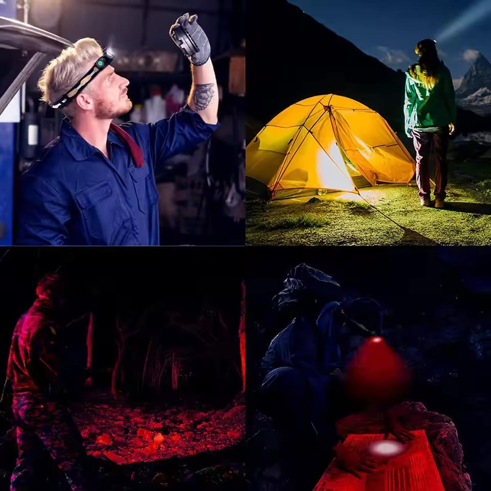 LED Headlamp Flashlight Rechargeable Waterproof Adjustable Beam