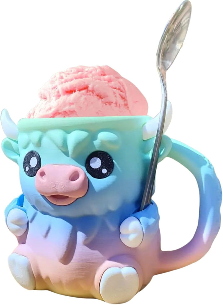 Highland Cow Ice Cream Pint Holder Cooler Container with Handle