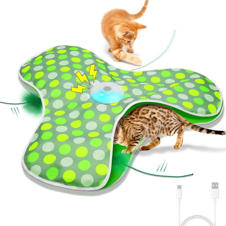 Interactive Cat Toy Rechargeable Moving Mouse with Feathers
