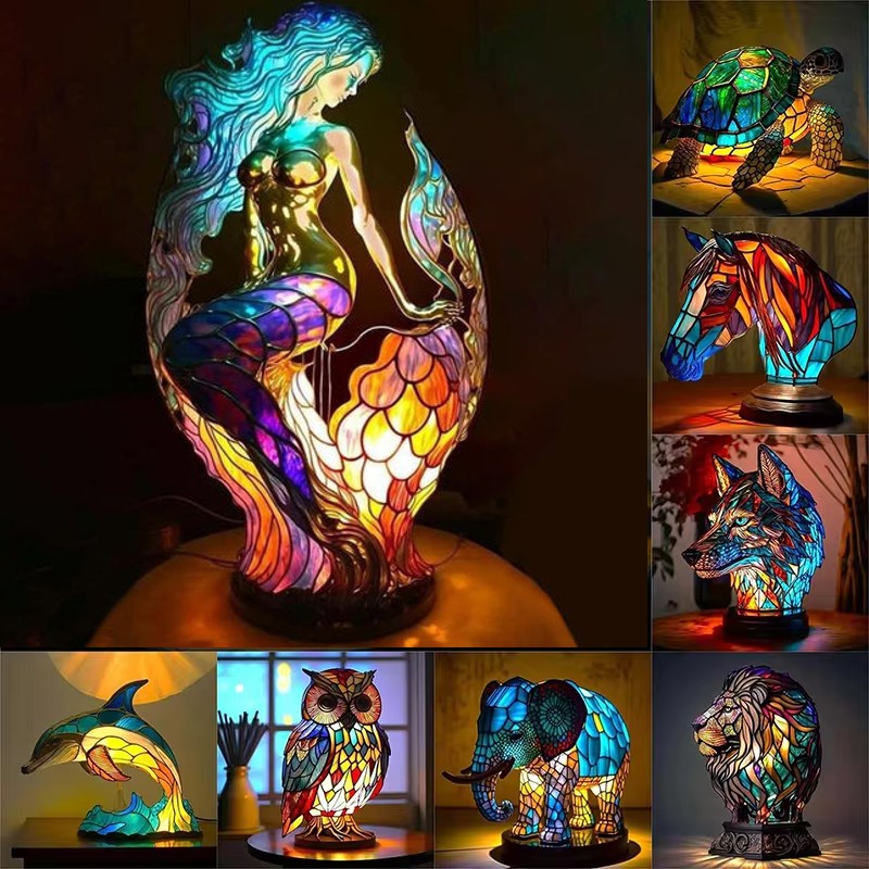 Animal LED Light Acrylic Lamp Turtle Owl Lion Mermaid 12 Options