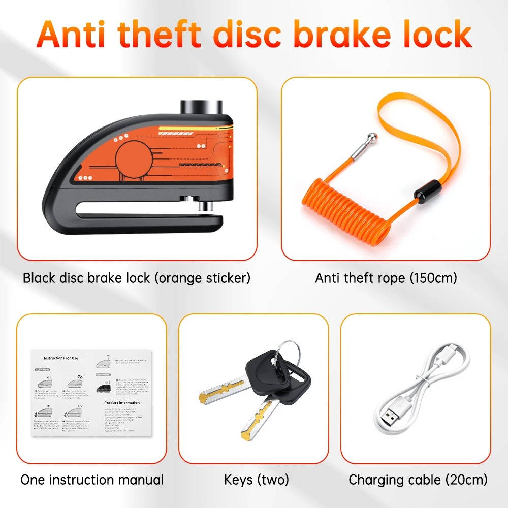 Motorcycle Disc Lock Alarm System Security Device