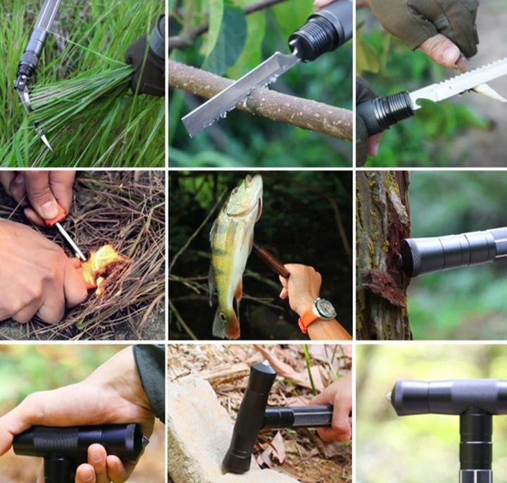 Adjustable Trekking Pole Survival Hiking Stick Multifunctional