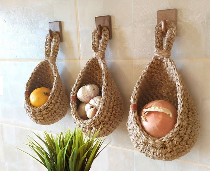 Jute Wall Storage Baskets Handwoven Organizer Set