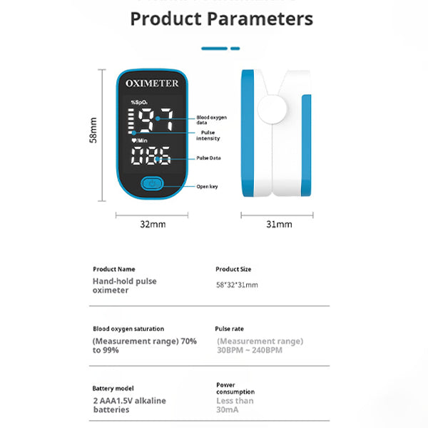 Fingertip Pulse Oximeter Blood Oxygen Saturation Monitor