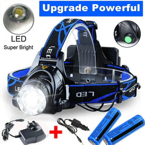 Rechargeable LED Headlamp Flashlight Zoomable Tactical Light