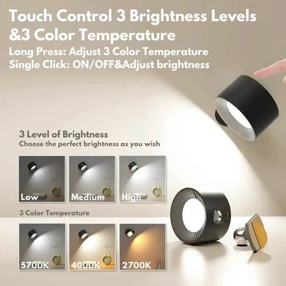 Rechargeable LED Wall Light 360 Degree Rotating Fixture