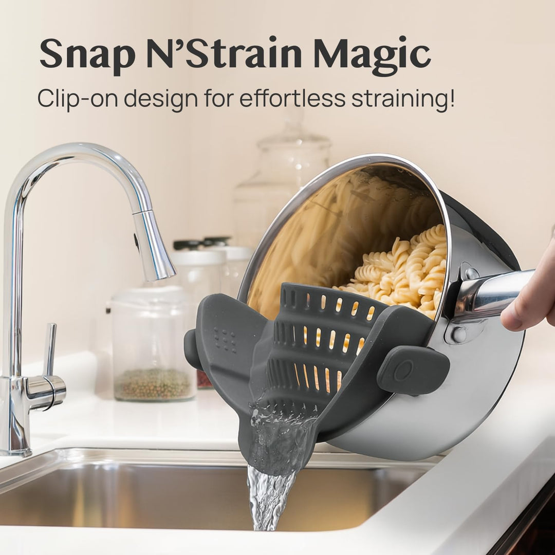 Silicone Clip-On Pasta Strainer Colander for Pots and Pans