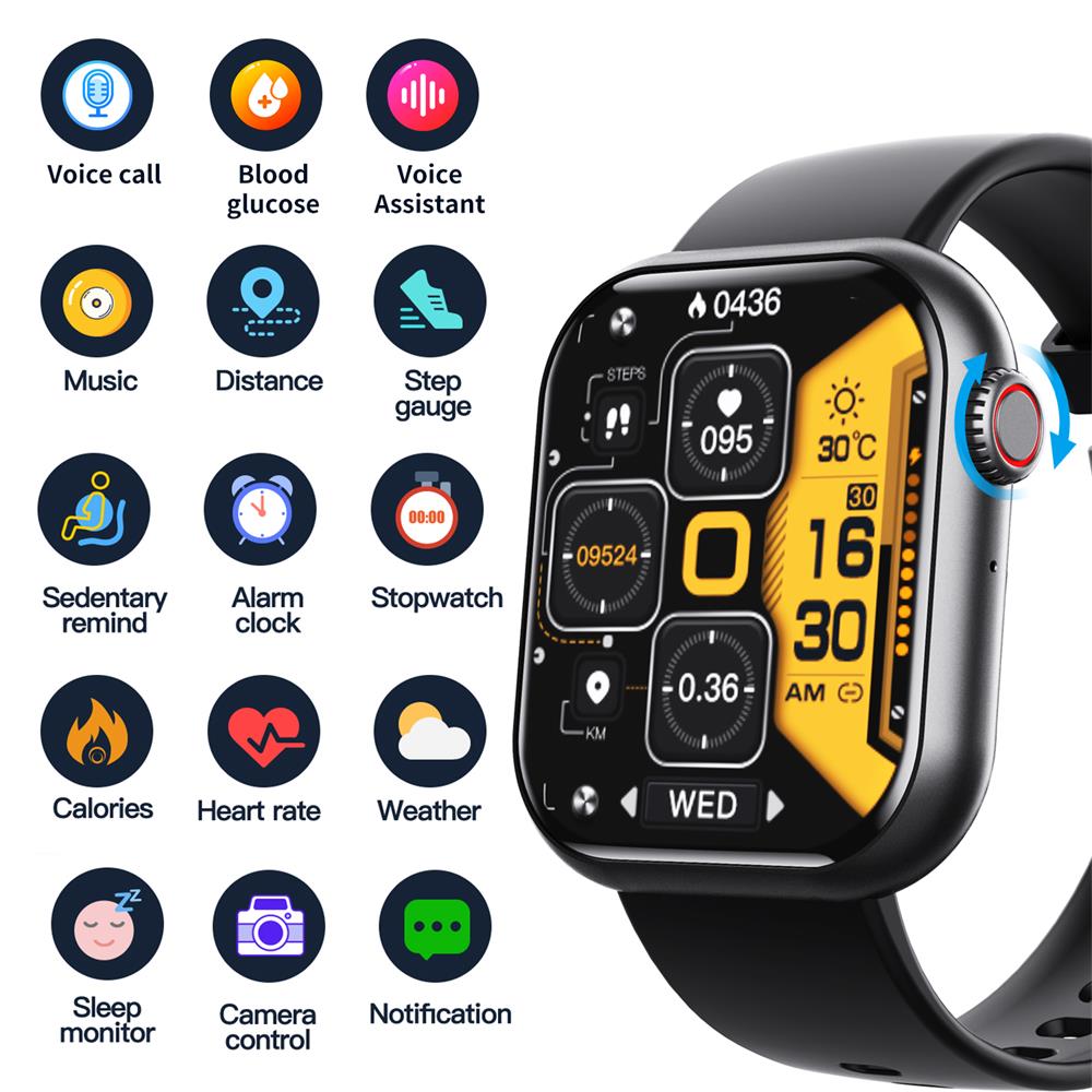 Smartwatch Blood Sugar Blood Pressure Heart Rate Monitor Fitness Tracker
