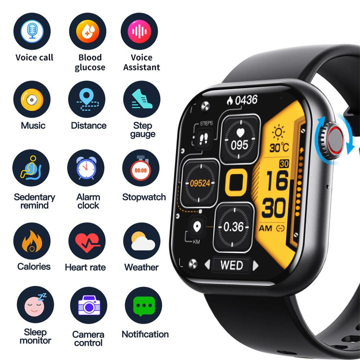 Smartwatch Blood Sugar Blood Pressure Heart Rate Monitor Fitness Tracker