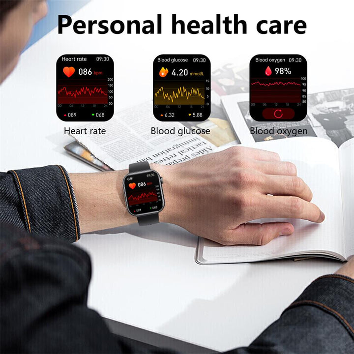 Smartwatch Blood Sugar Blood Pressure Heart Rate Monitor Fitness Tracker