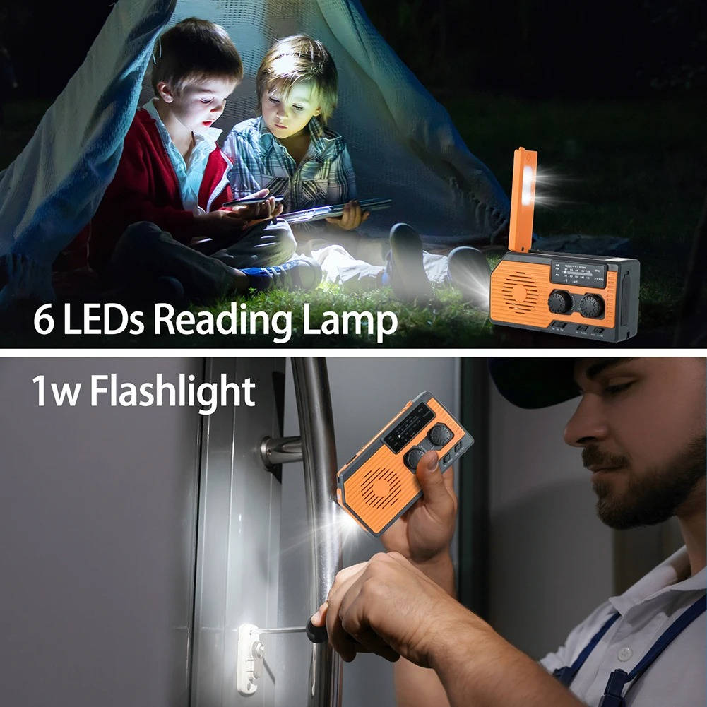 Solar Hand Crank Emergency Radio Flashlight USB Charger