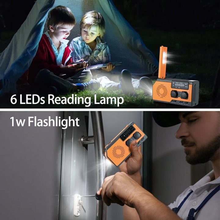 Solar Hand Crank Emergency Radio Flashlight USB Charger