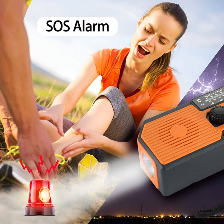 Solar Hand Crank Emergency Radio Flashlight USB Charger